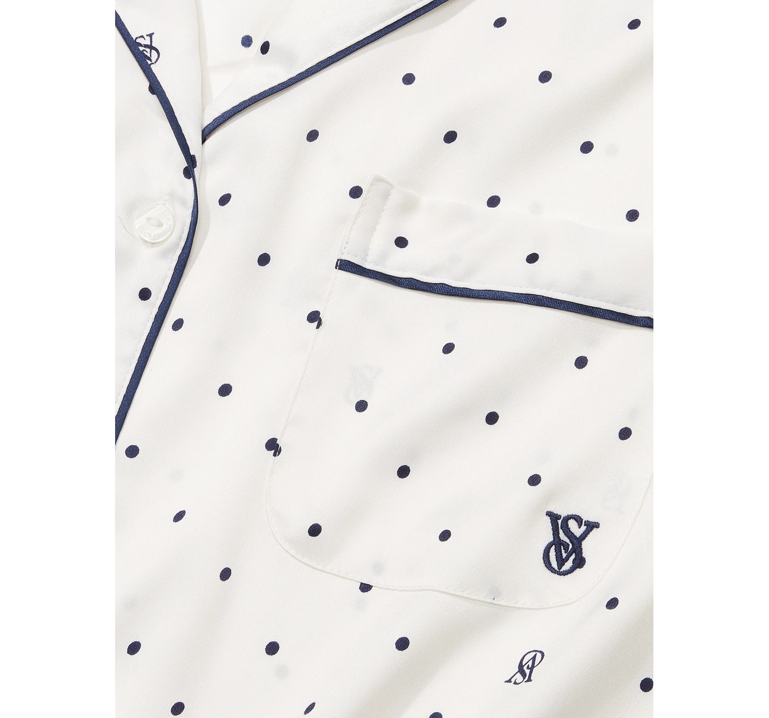 Пижама Satin Long Pajama Set Coconut White Dots