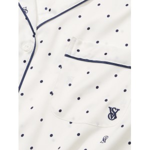 Пижама Satin Long Pajama Set Coconut White Dots