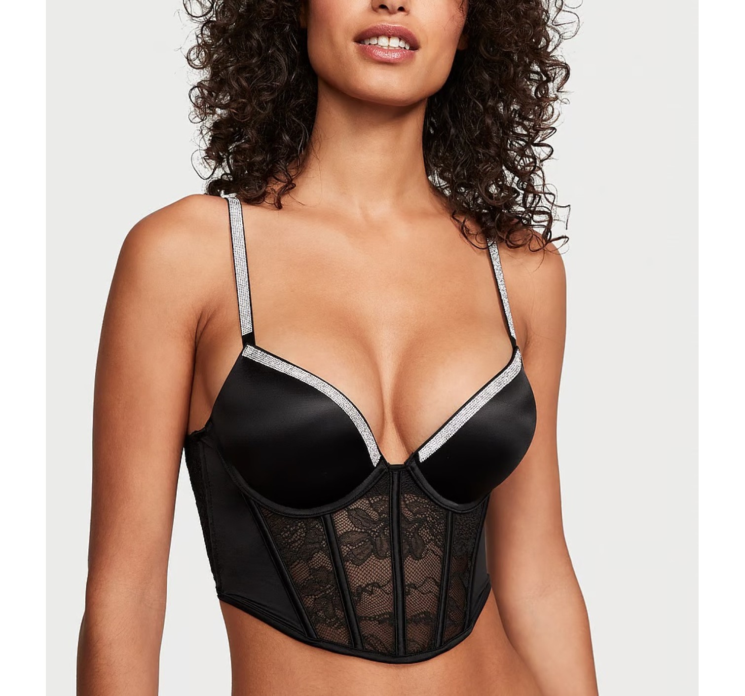 Комплект білизни Bombshell Add-2-Cups Shine Strap Push-Up Corset Top Thong Set
