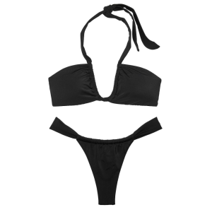 Купальник Twist Multiway Halter Bikini Top Twist Thong Bikini Bottom Black