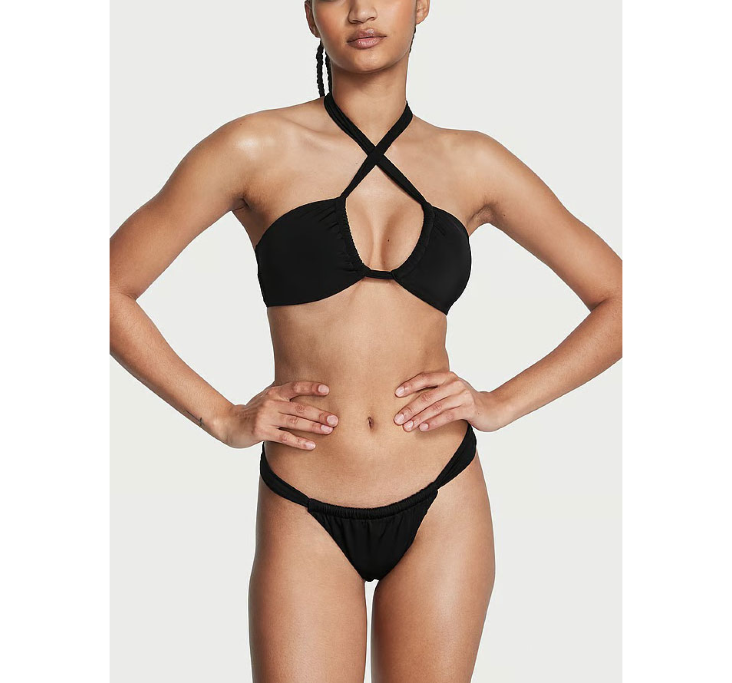 Купальник Twist Multiway Halter Bikini Top Twist Thong Bikini Bottom Black