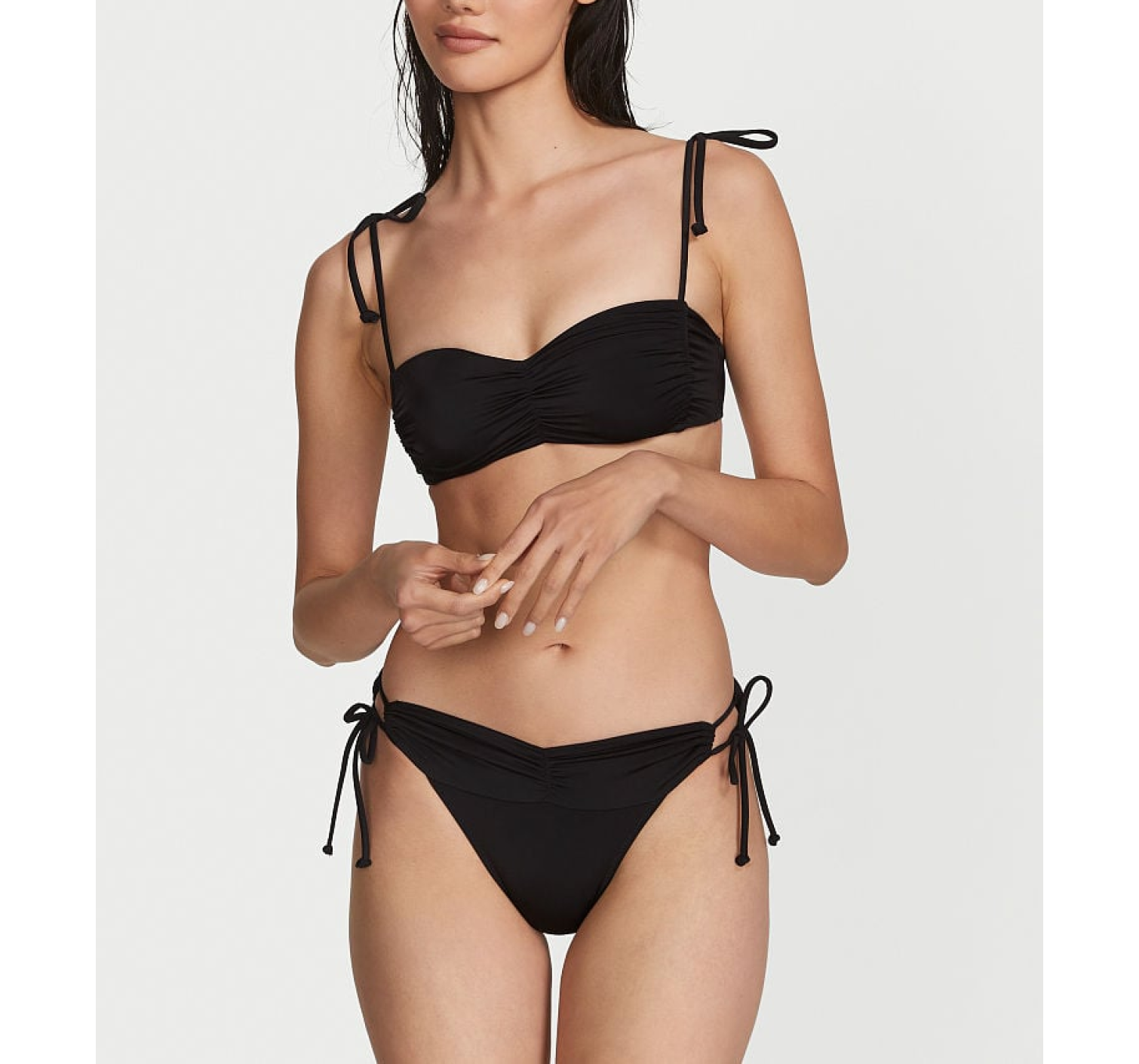 Купальник Ruched Shine Bikini Top Twist Brazillian Bikini Bottom