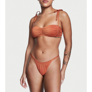 Купальник Ruched Shine Bralette Bikini Top Brazillian Bikini Bottom