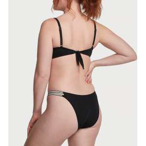 Купальник Shine Strap Triangle Bikini Top Shine Strap Brazilian Bikini Bottom Black