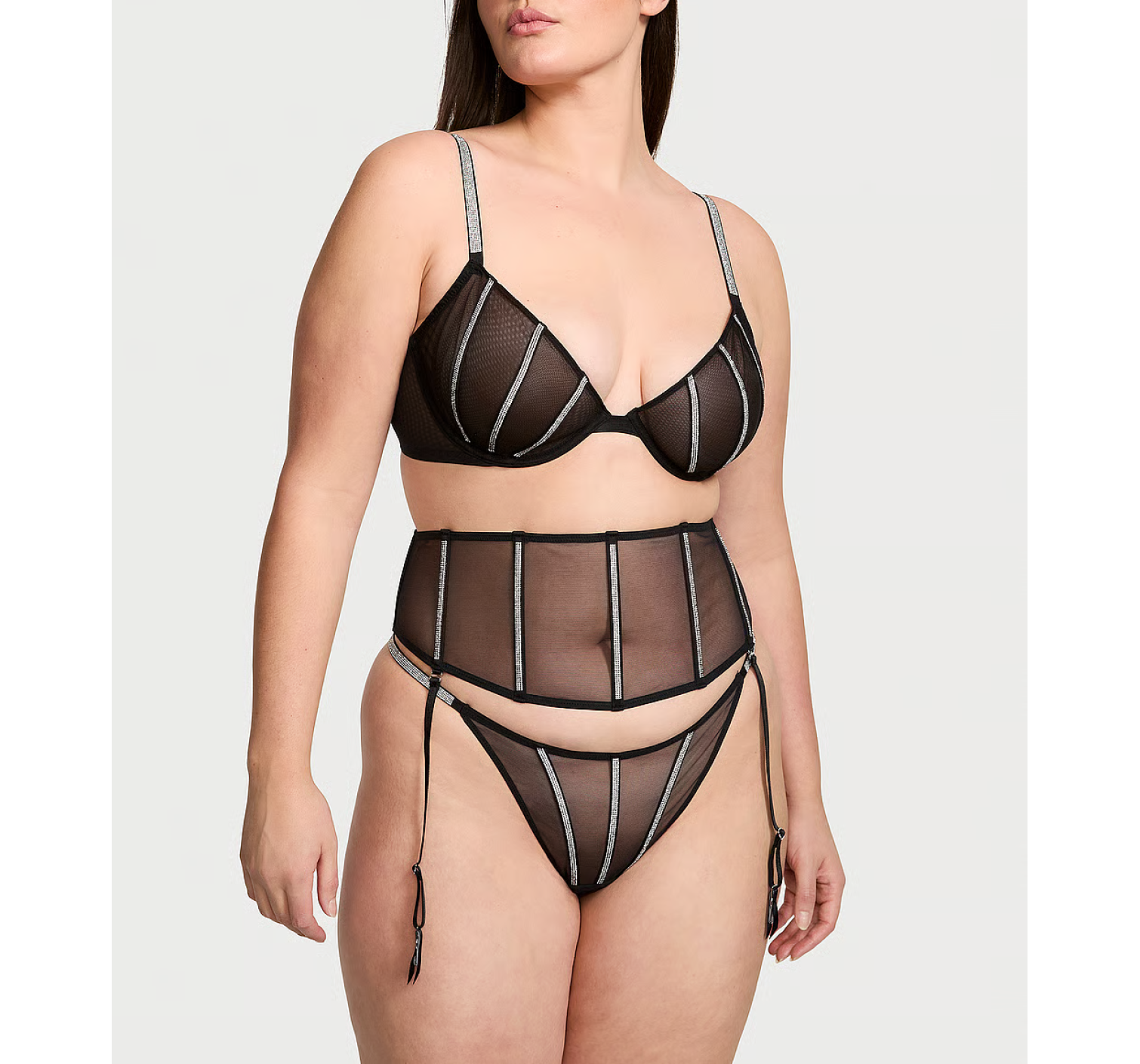 Комплект белья Sheer Shine Low-Cut Demi Bra Black