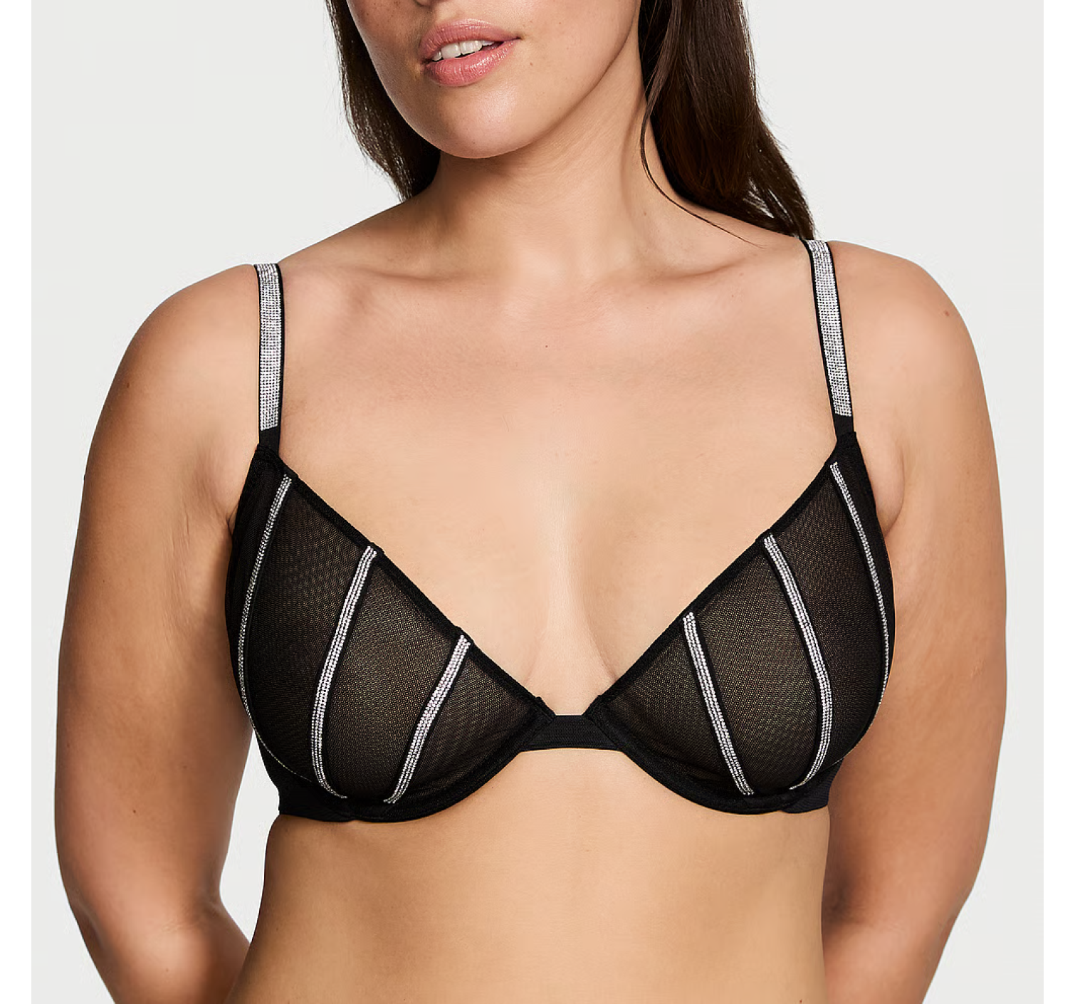Комплект белья Sheer Shine Low-Cut Demi Bra Black