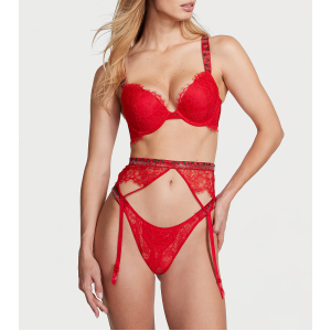 Комплект белья Shine Strap Lace Push-Up Bra Set Cherry Red