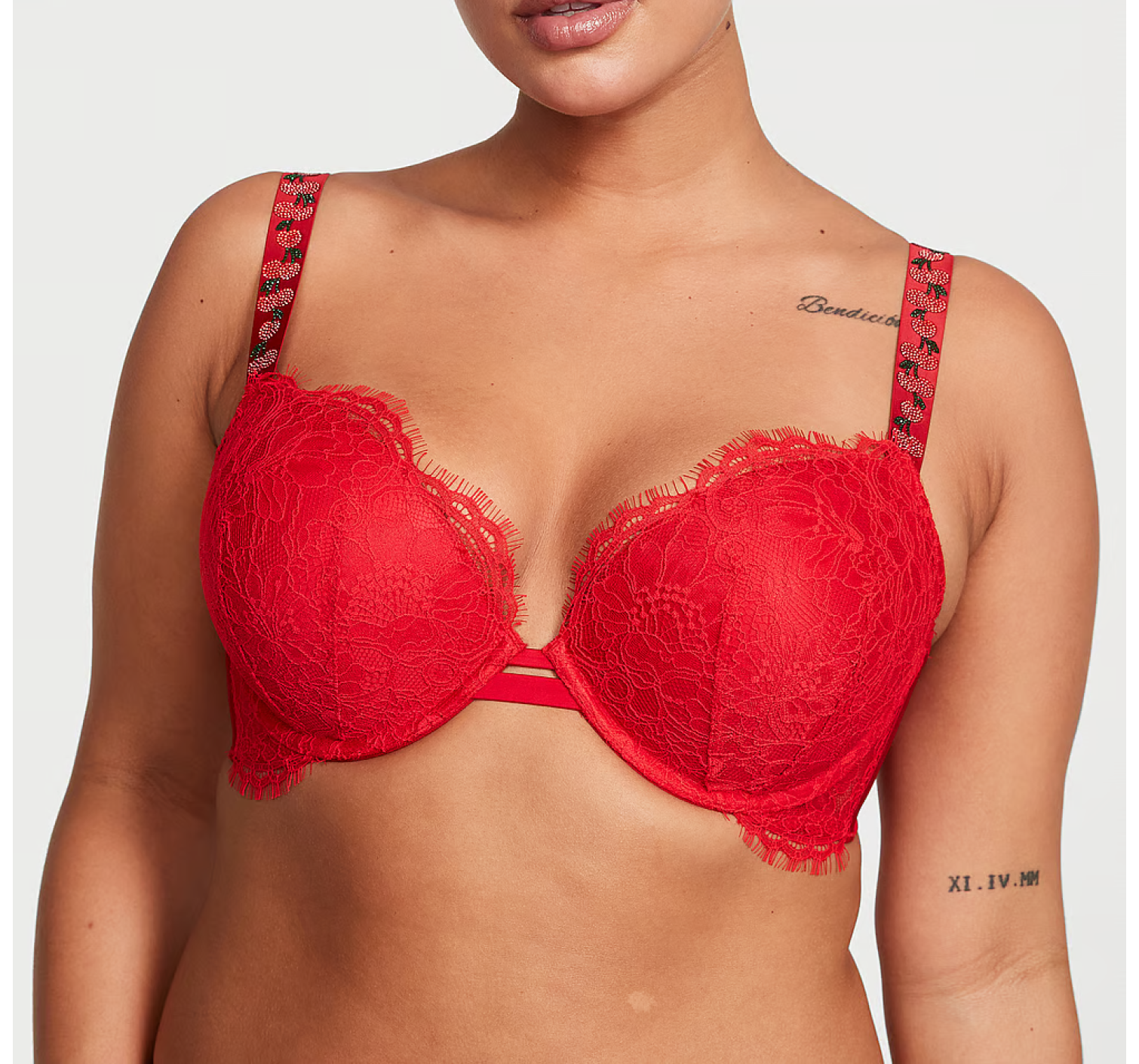 Комплект белья Shine Strap Lace Push-Up Bra Set Cherry Red