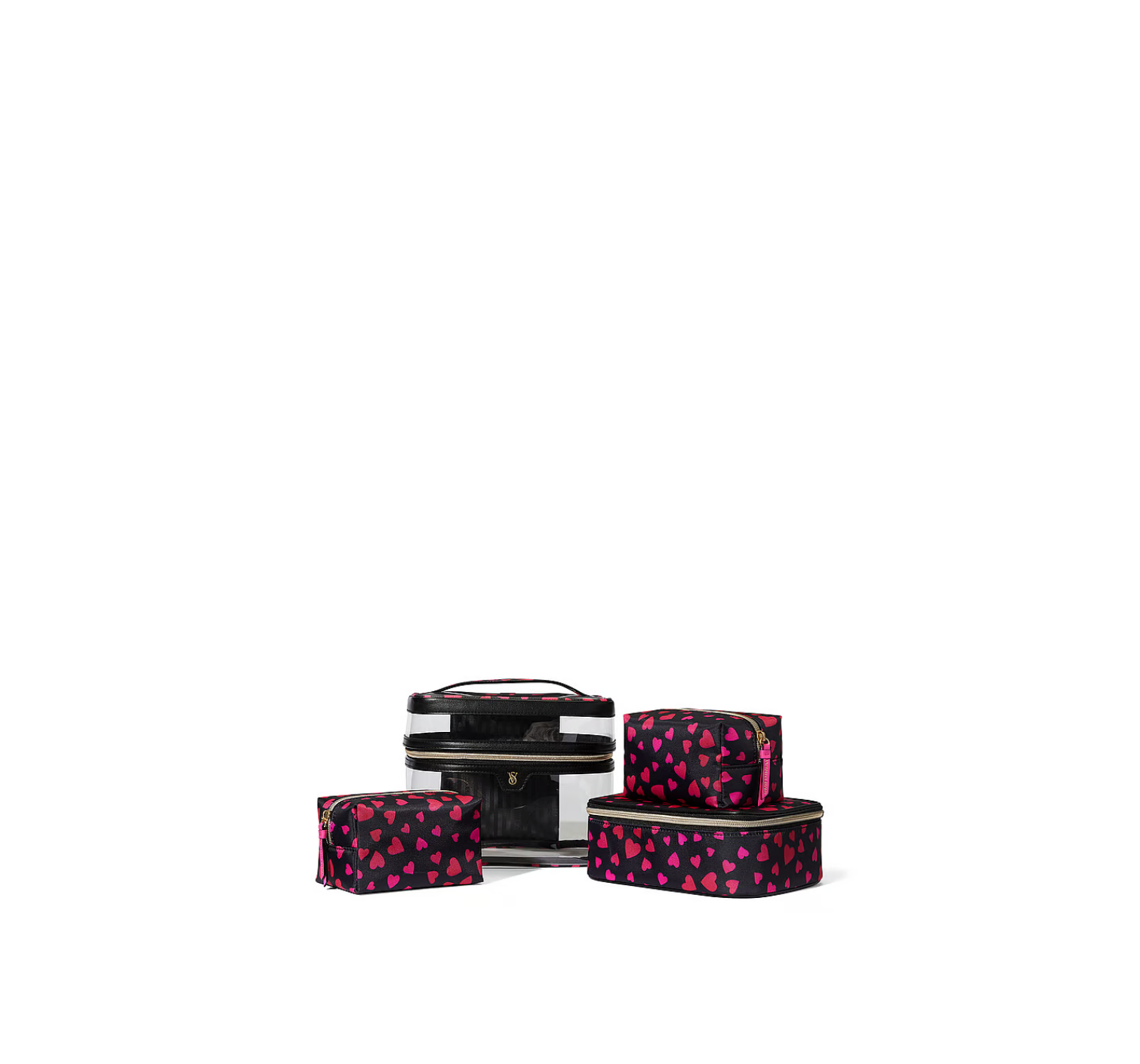 4 в 1 набор косметичек Victoria’s Secret 4-Piece Makeup Bag Hearts