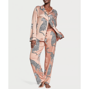 Пижама Satin Long Pajama Set Evening Blush Leopards