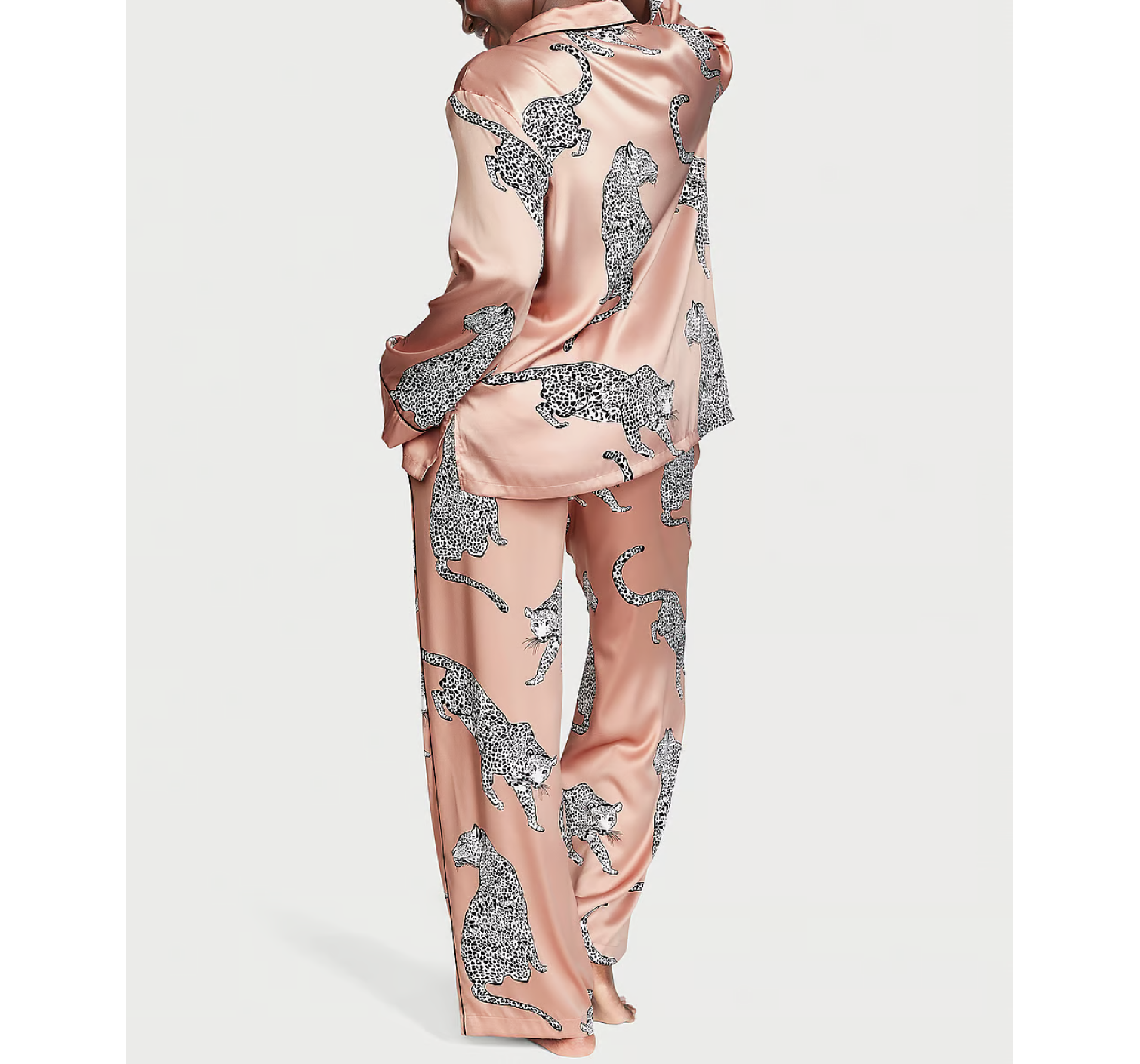 Пижама Satin Long Pajama Set Evening Blush Leopards
