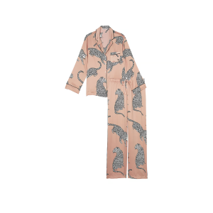 Пижама Satin Long Pajama Set Evening Blush Leopards