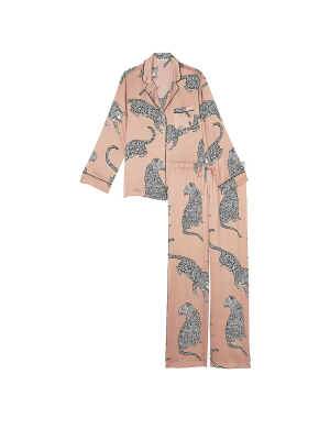 Піжама Satin Long Pajama Set Evening Blush Leopards