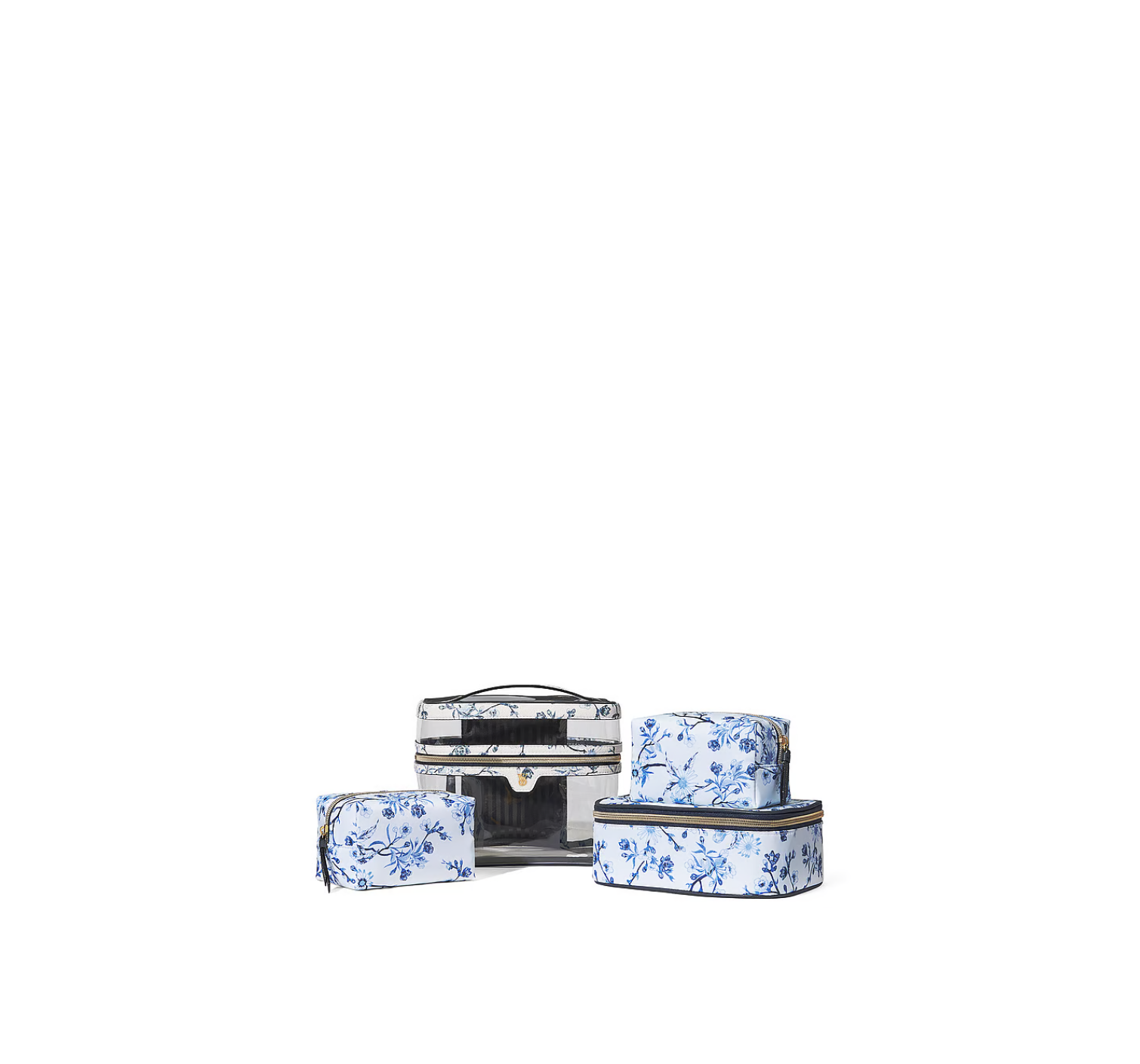4 в 1 набор косметичек Victoria’s Secret 4-Piece Makeup Bag Blue Floral