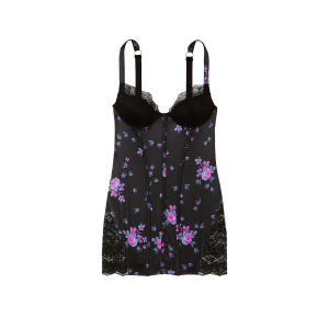 Пеньюар Stretch Satin Corset Mini Slip Black Floral