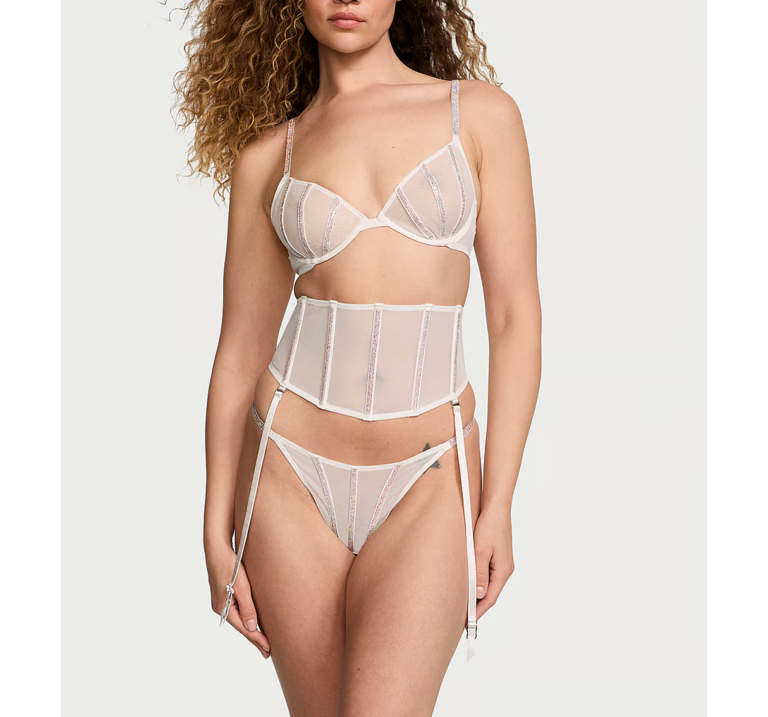 Комплект белья Sheer Shine Low-Cut Demi Bra Coconut White