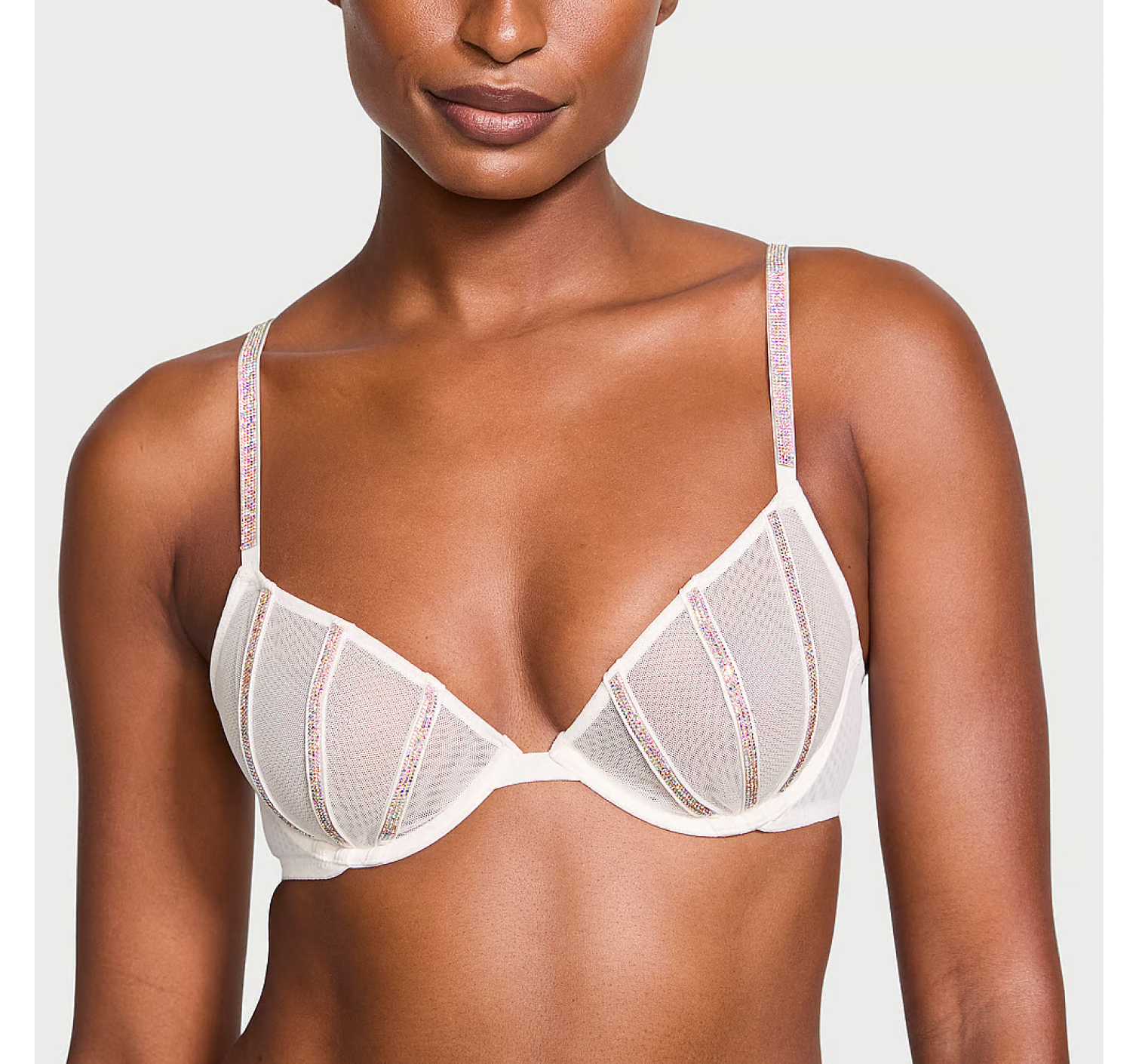 Комплект белья Sheer Shine Low-Cut Demi Bra Coconut White