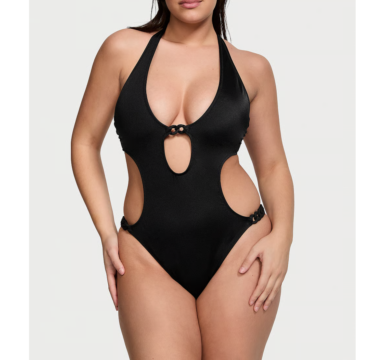 Купальник монокини Chain-Link Cut-Out Monokini One-Piece Swimsuit Black