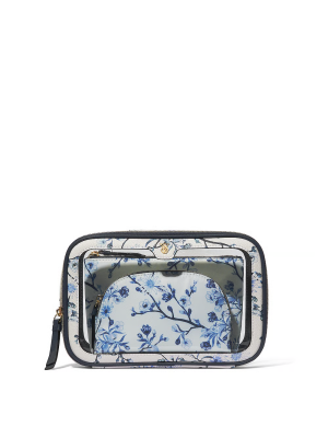 Косметичка 3в1 3-Piece Makeup Bag Blue Floral