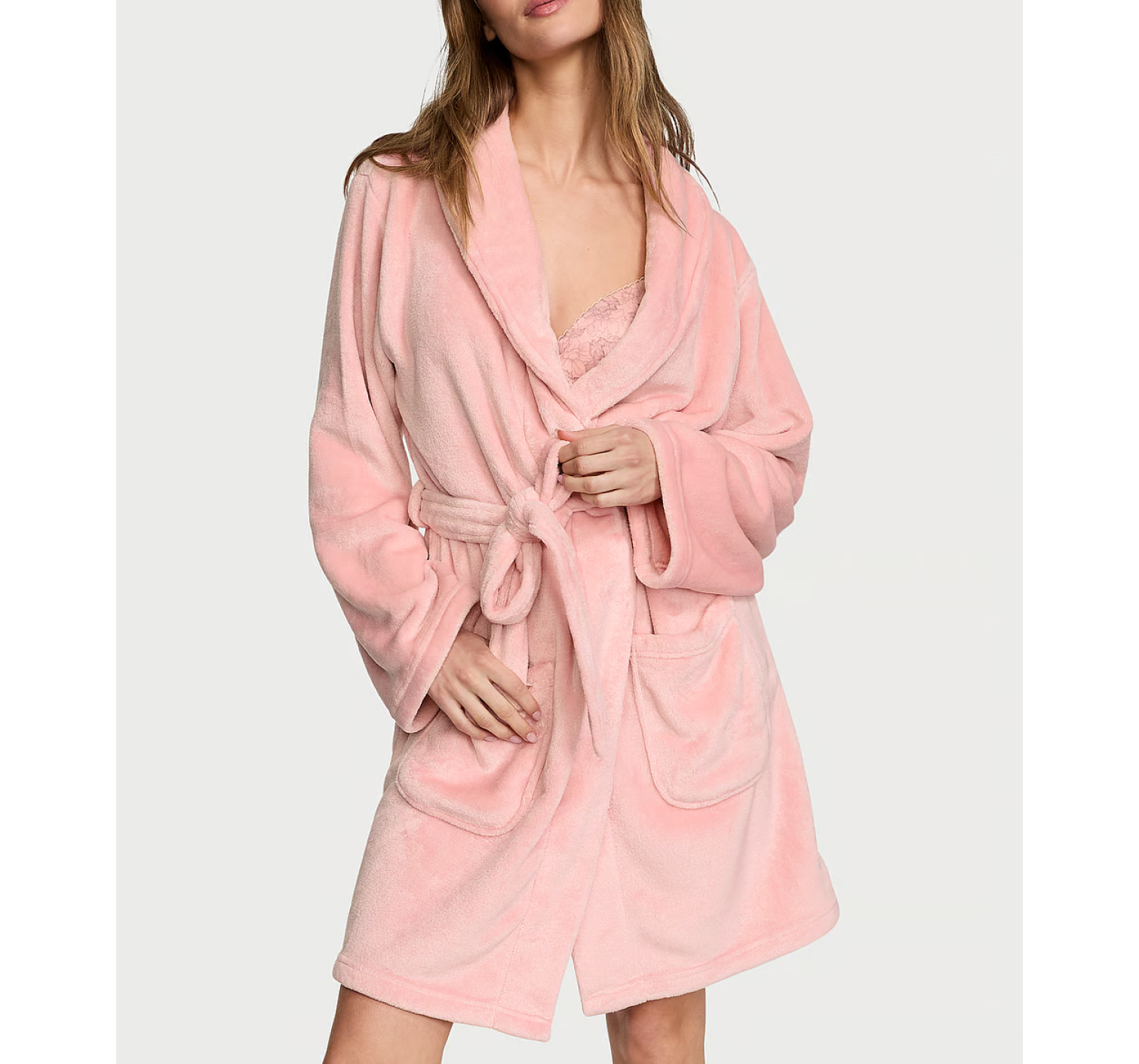 Плюшевый халат Short Cozy Robe Dusk Pink