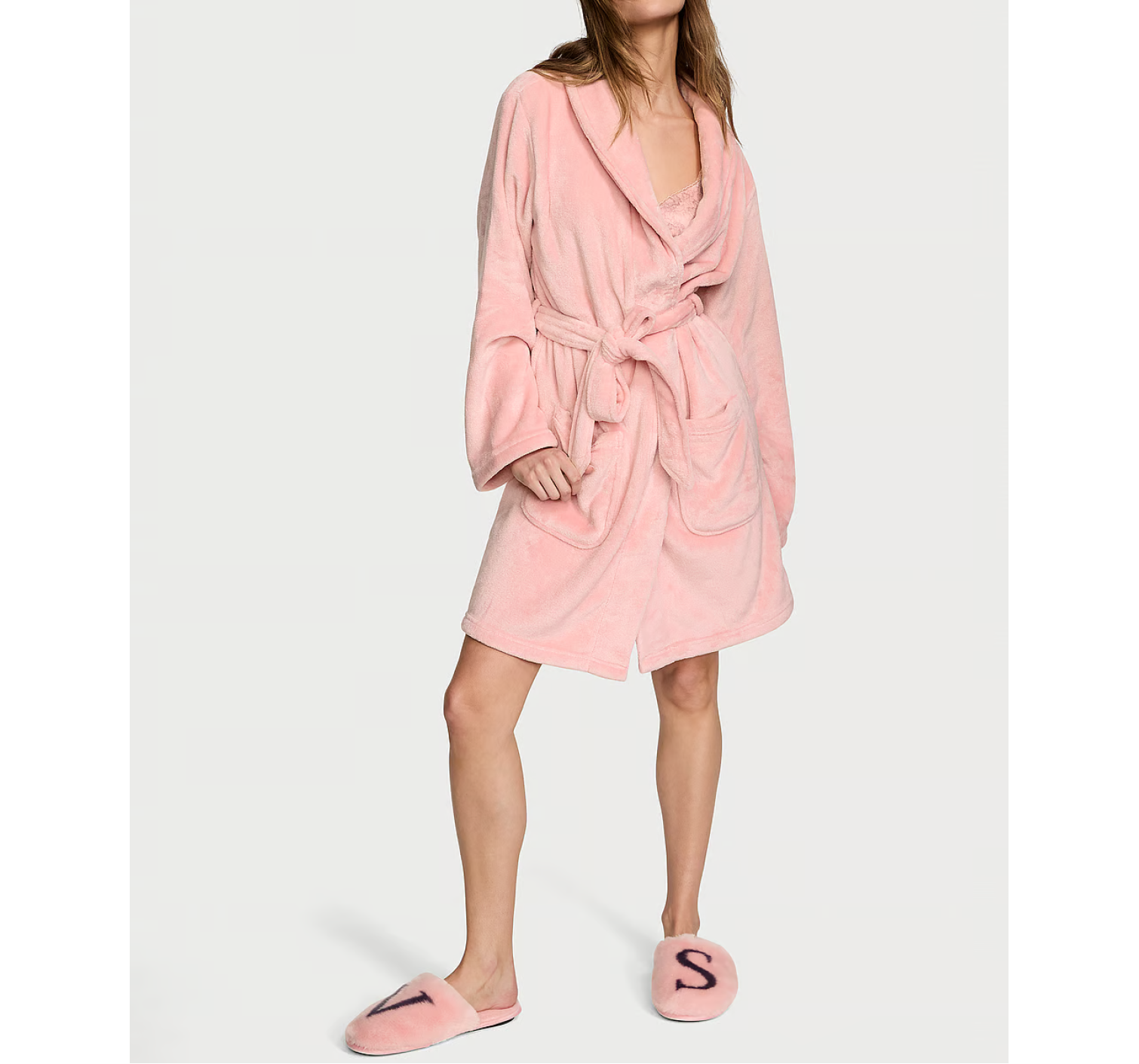 Плюшевый халат Short Cozy Robe Dusk Pink