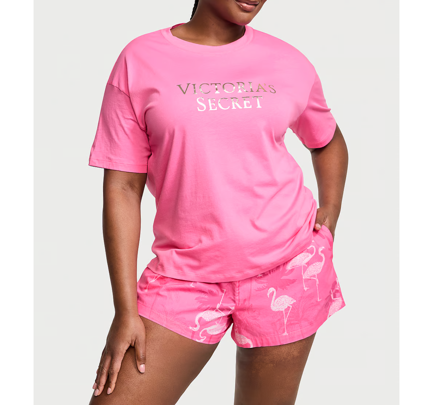 Пижама Cotton Short Tee-Jama Set Hollywood Pink Flamingos