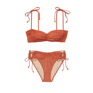 Купальник Ruched Shine Bralette Bikini Top Brazillian Bikini Bottom