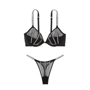 Комплект білизни Sheer Shine Low-Cut Demi Bra Black