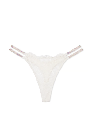 Трусики Double Shine Strap Lace Thong Panty Coconut White