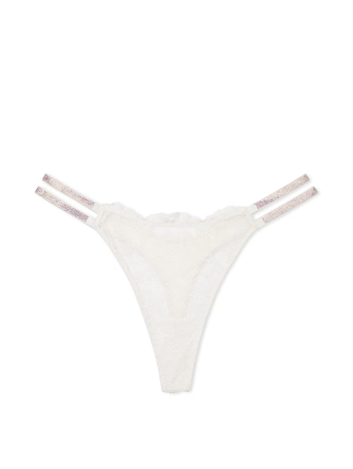 Трусики Double Shine Strap Lace Thong Panty Coconut White