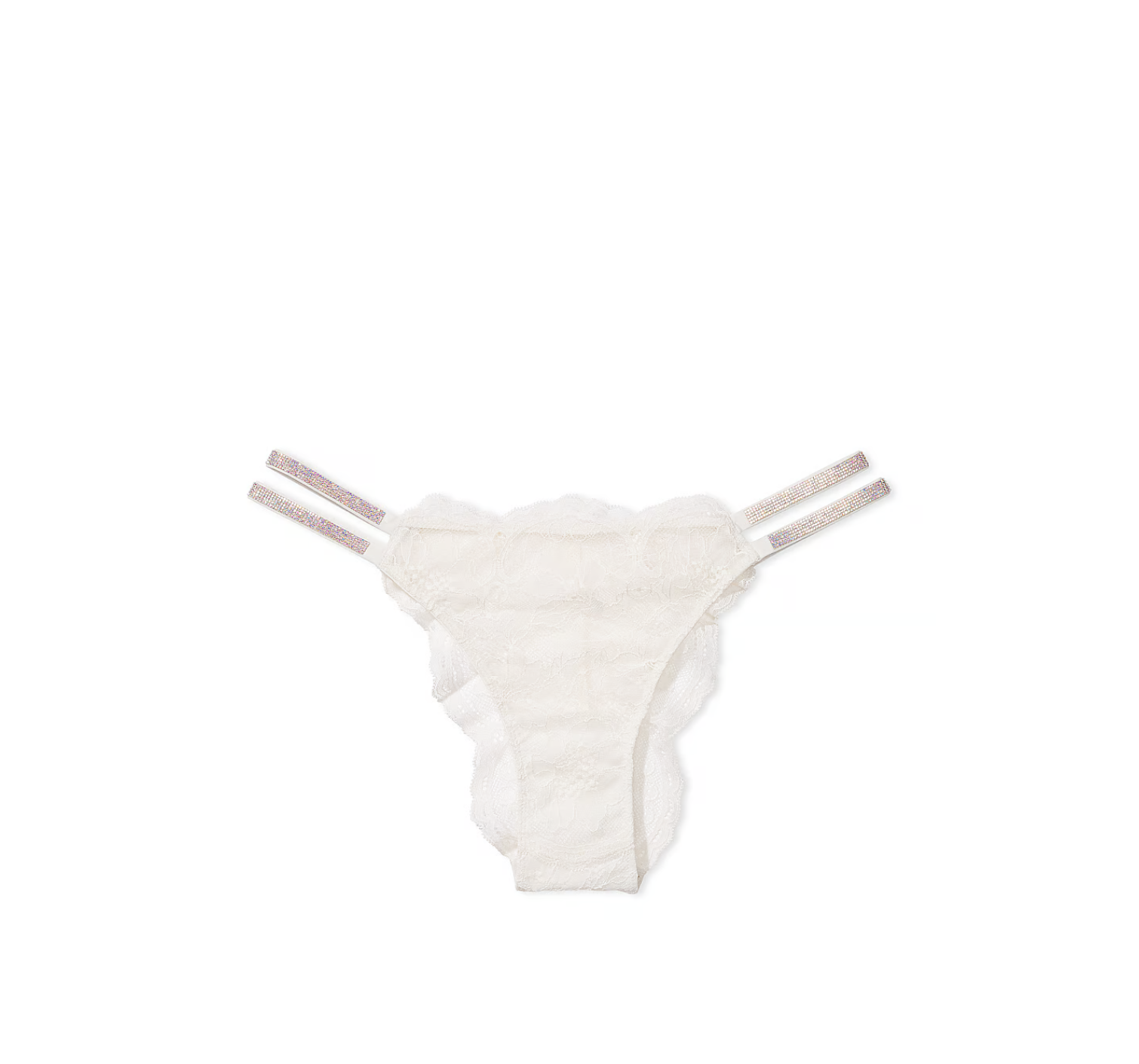 Трусики Double Shine Strap Lace Brazilian Panty Coconut White