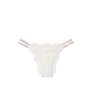 Трусики Double Shine Strap Lace Brazilian Panty Coconut White