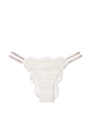 Трусики Double Shine Strap Lace Brazilian Panty Coconut White