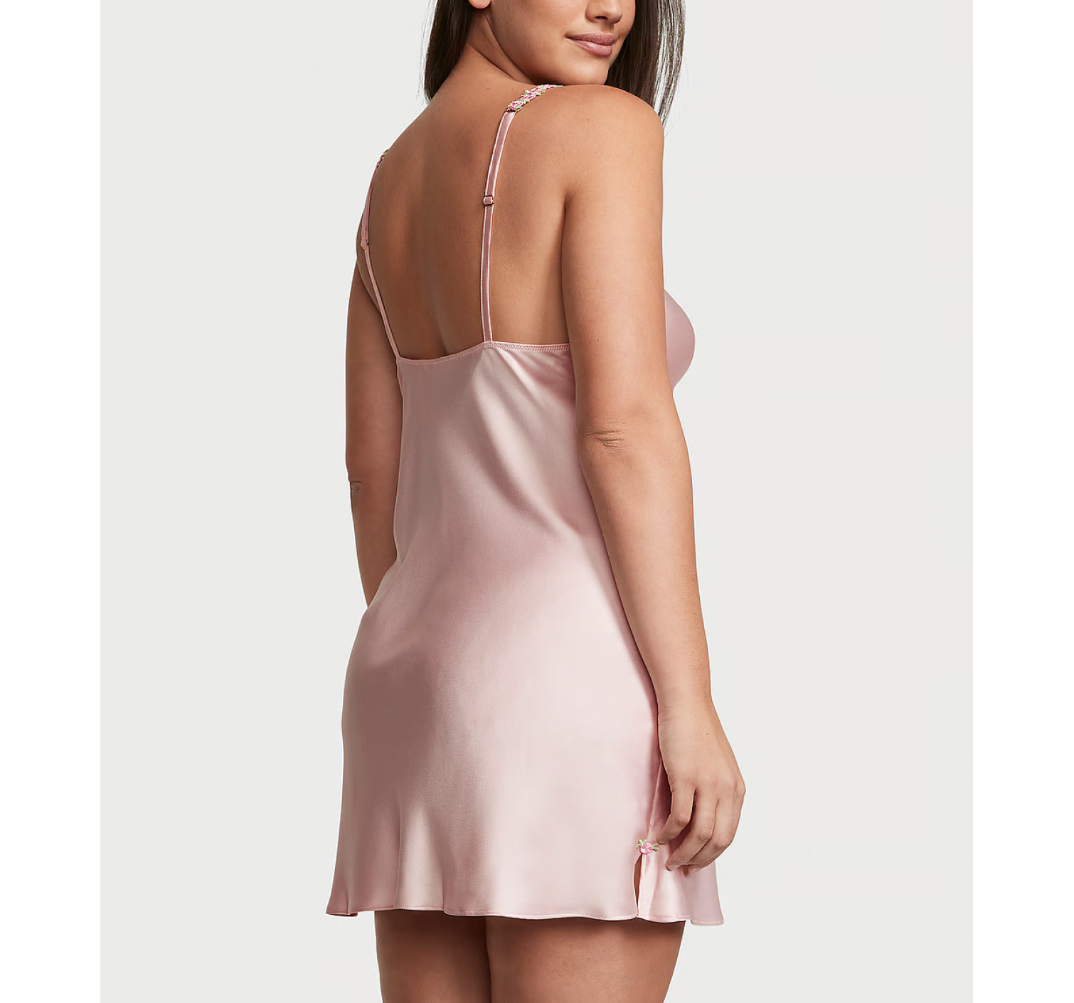 Пеньюар Satin Rosebud Embroidery Slip Pink Fizz