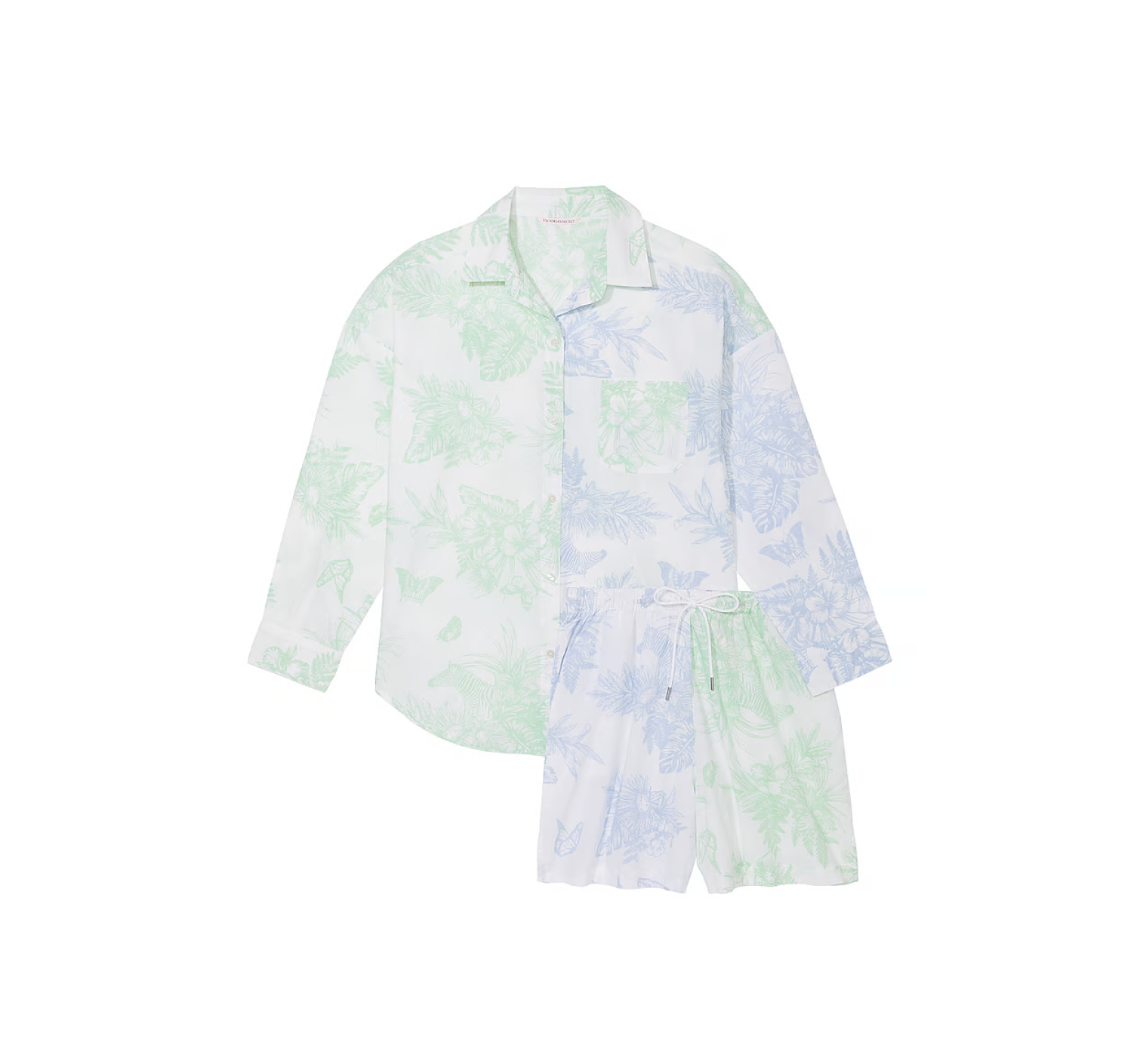 Піжама Cotton Long-Sleeve Shirt & Shorts Set