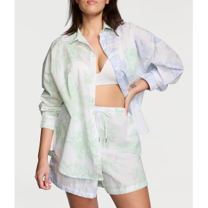 Піжама Cotton Long-Sleeve Shirt & Shorts Set