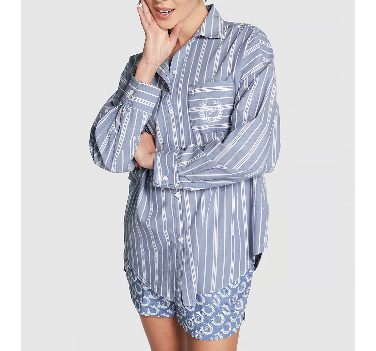 Сорочка Cotton Poplin Oversized Button-Down Sleepshirt Stripe