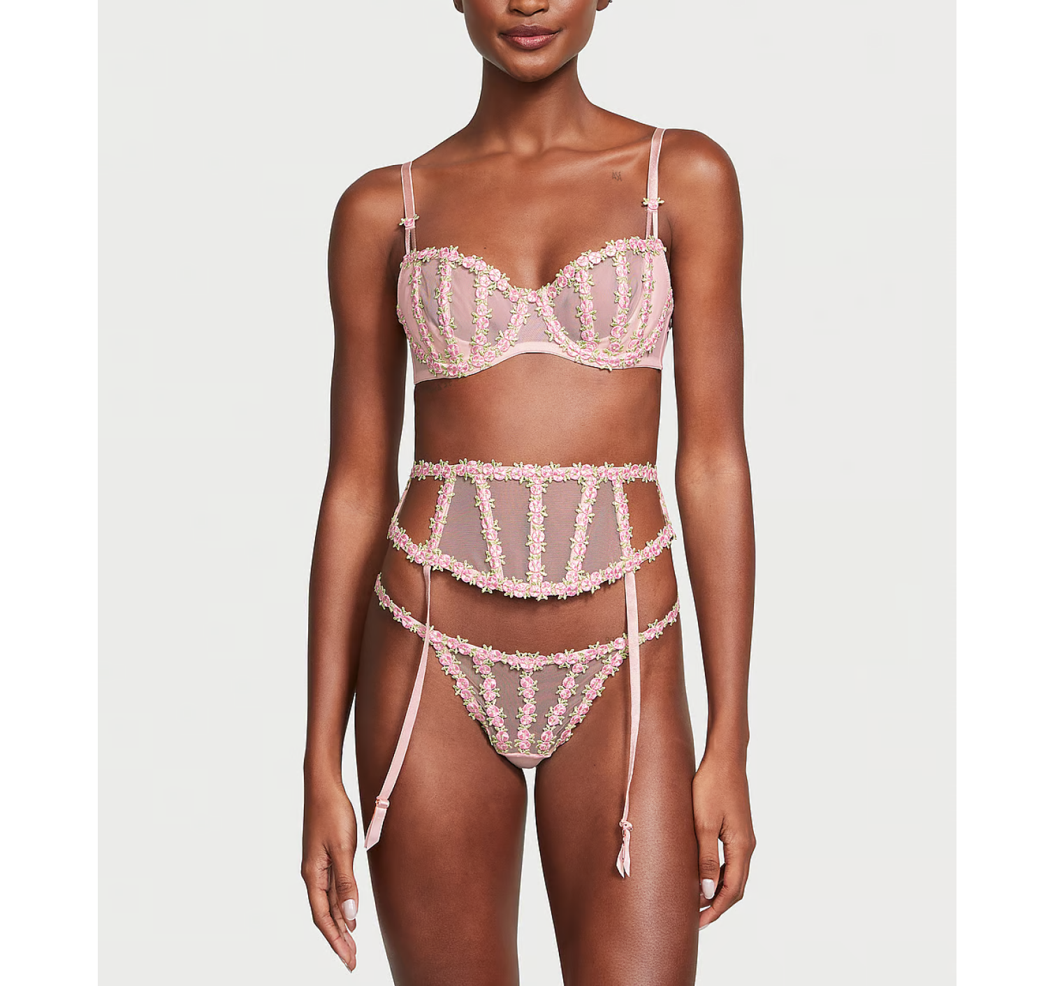 Трусики Rosebud Embroidery String Bikini Panty Pink Fizz