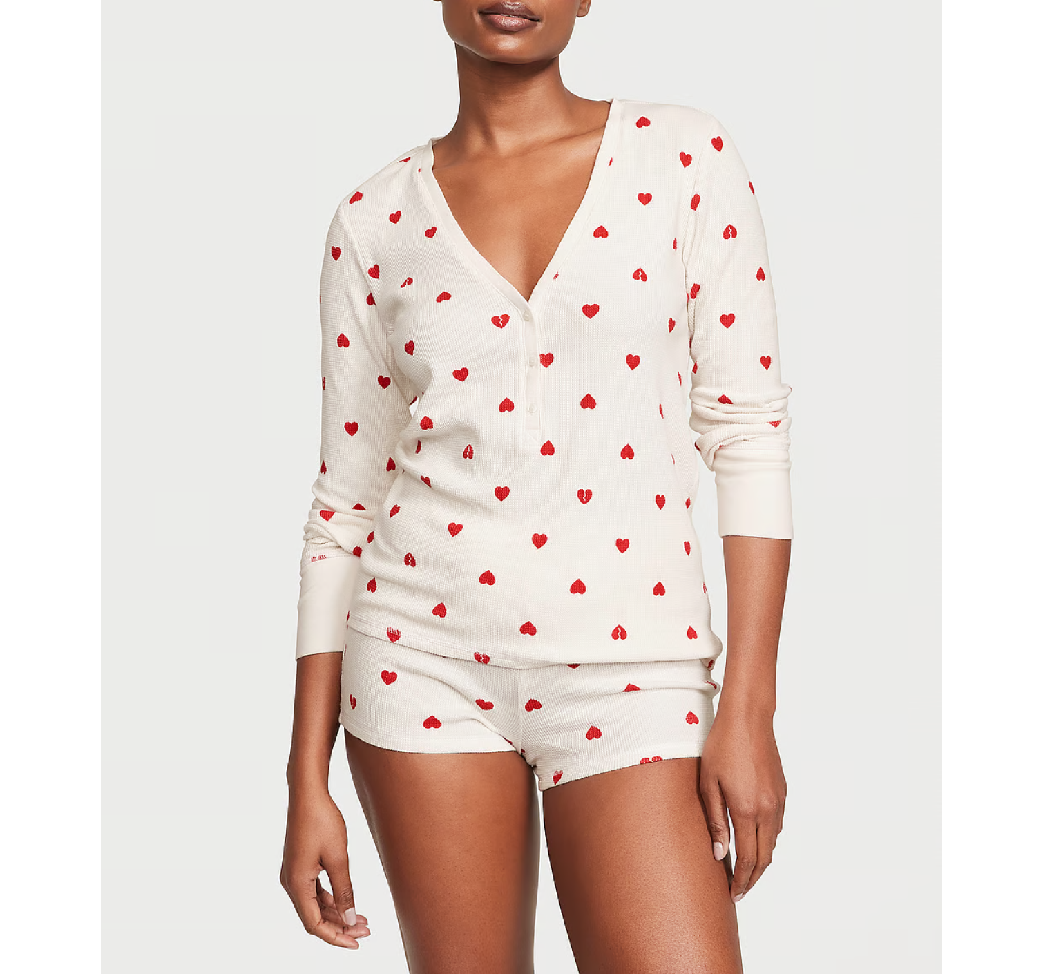Пижама Thermal Short Pajama Set Coconut White Hearts