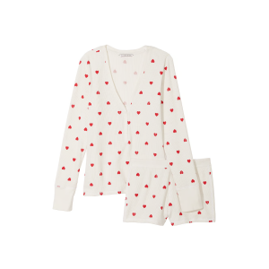 Пижама Thermal Short Pajama Set Coconut White Hearts