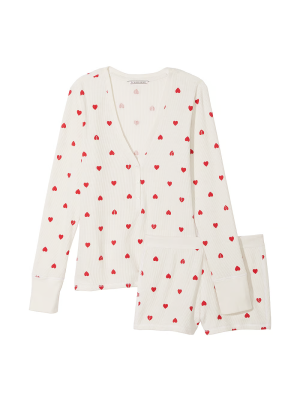 Пижама Thermal Short Pajama Set Coconut White Hearts