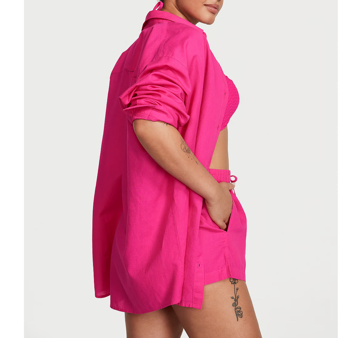 Костюм Boyfriend Shirt Dress & Cover-Up Shorts Forever Pink