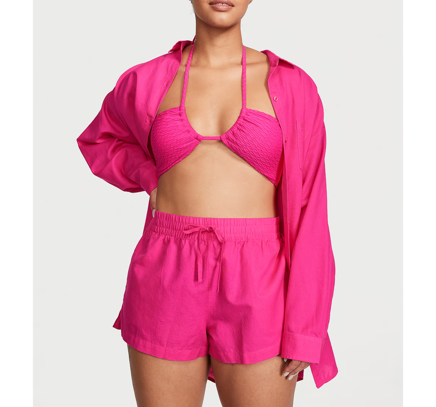Костюм Boyfriend Shirt Dress & Cover-Up Shorts Forever Pink