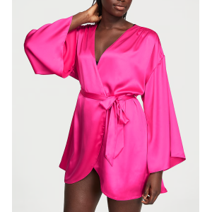 Сатиновий халат Satin Short Robe Hot Pink