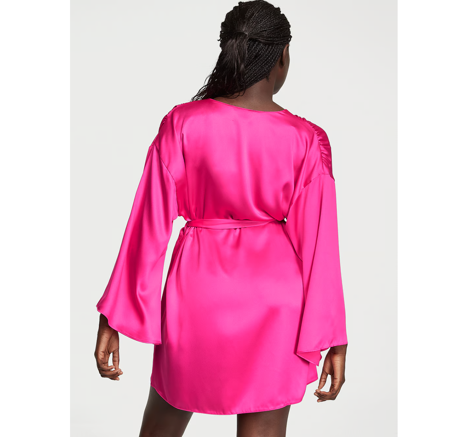Сатиновий халат Satin Short Robe Hot Pink