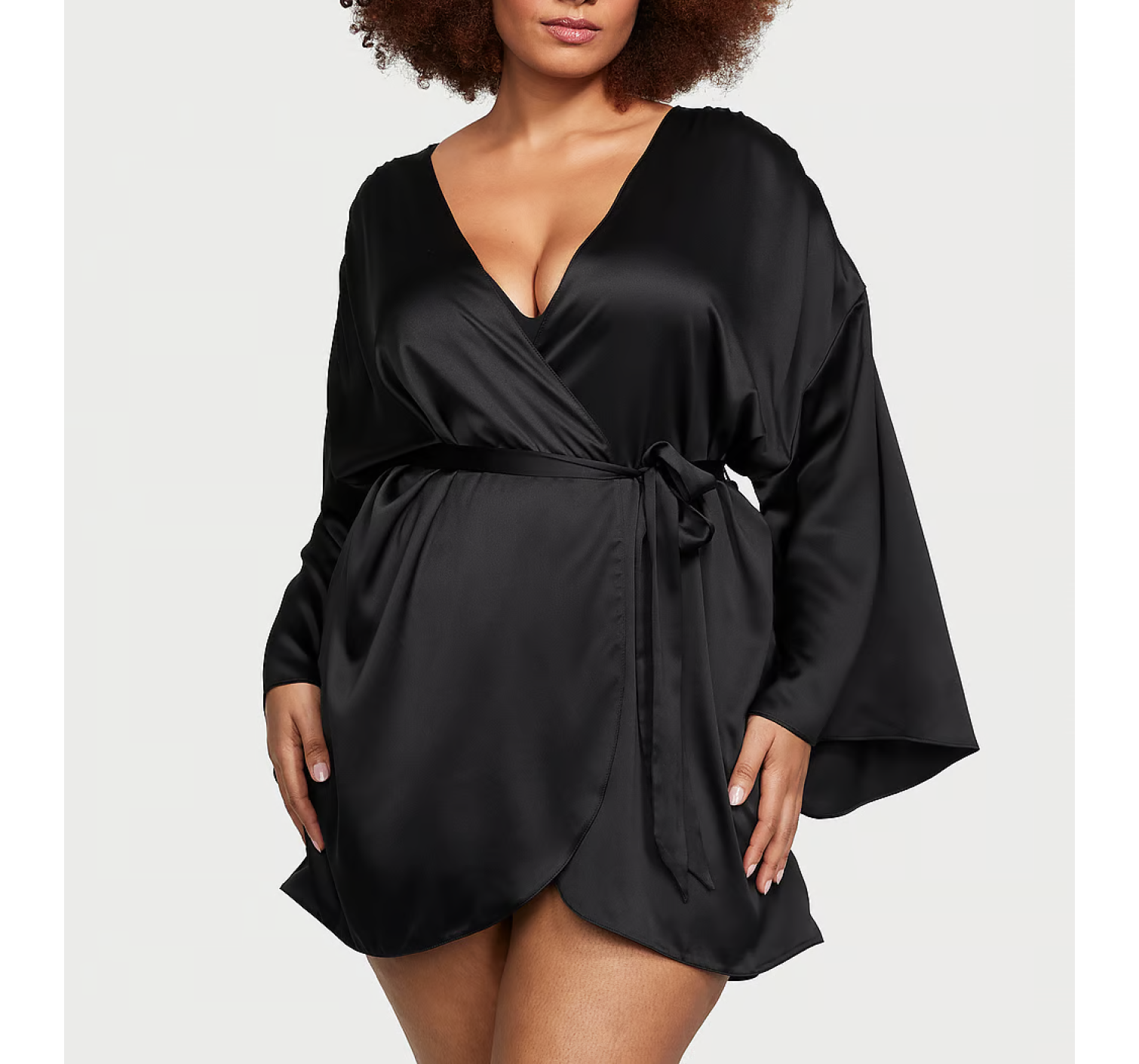 Сатиновый халат Satin Short Robe Black