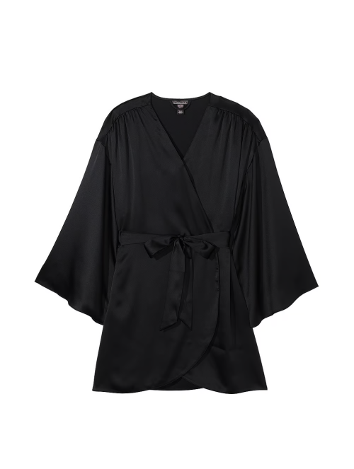 Сатиновый халат Satin Short Robe Black