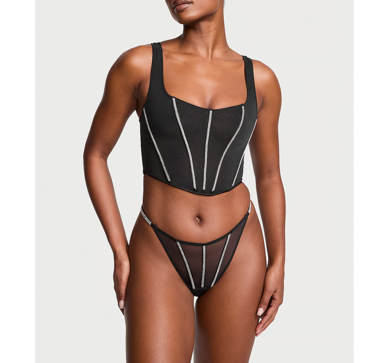 Комплект білизни Sheer Shine Corset Top Set Black