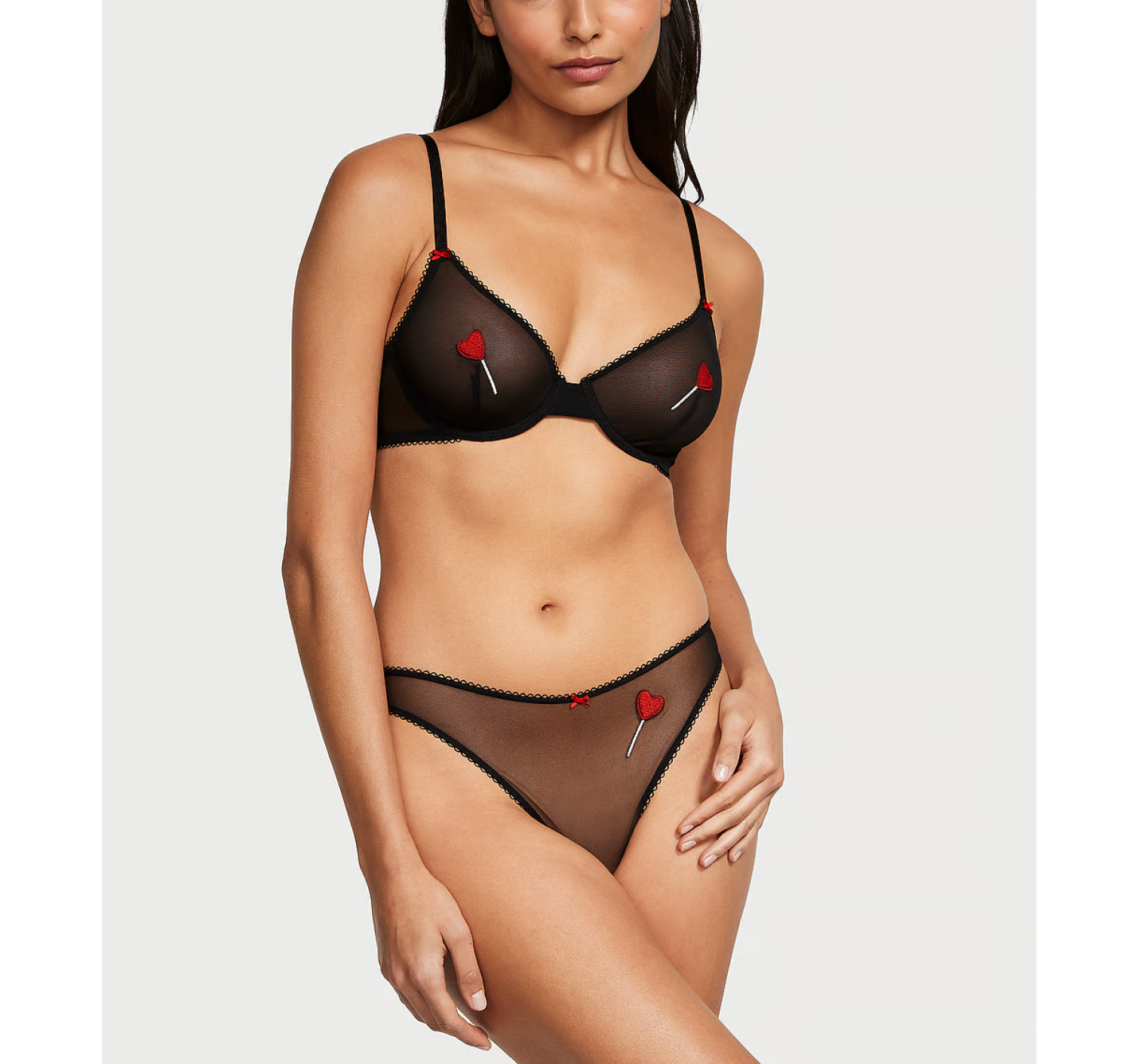 Комплект белья Tease Unlined Demi Bra Set Black Lollipops