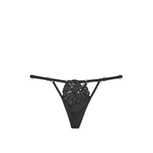 Трусики Tropical Leaf Hardware V-String Panty Black